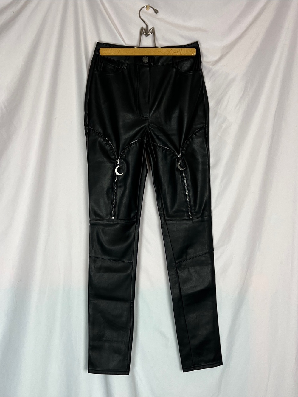 Killstar Black Crescent Moon Vaultlum Faux Leather Pants